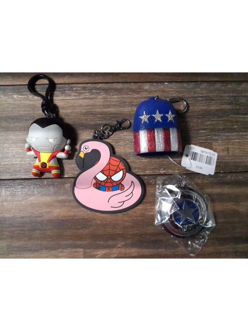 Patriotic Superhero Keychain Lot Various USA Captain X Spiderman Other Bag Tag